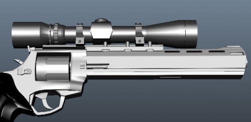 Silver Pistol Gun With Scope