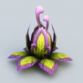 Purple Flower Plant Cartoon Style