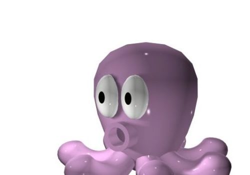 Cute Purple Cartoon Octopus