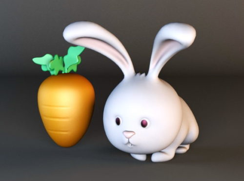 Rabbit Character And Carrot