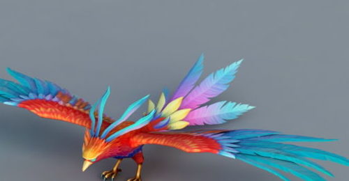 Rainbow Phoenix Bird Character