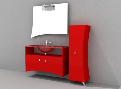 Red Design Bathroom Vanity Cabinet