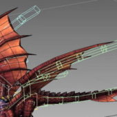 Western Red Dragon Animated Rigged