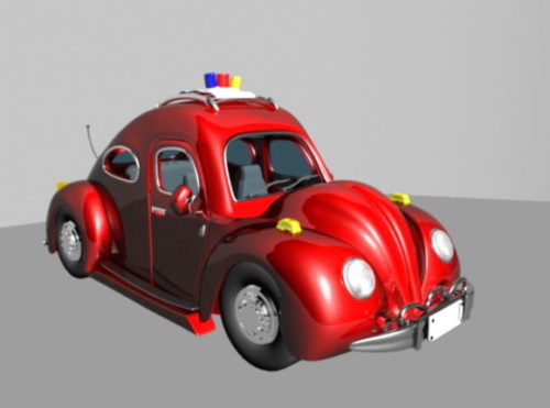 Police Car Cartoon Toy Style Free 3D Model - .Ma, Mb - 123Free3DModels