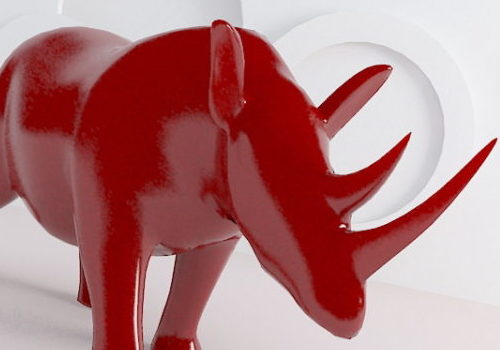 Red Rhino Plastic Statue