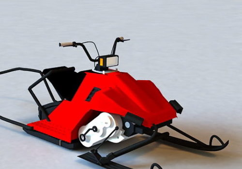 Red Snowmobile Vehicle