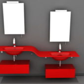 Modern Red Bathroom Vanity Unit Design