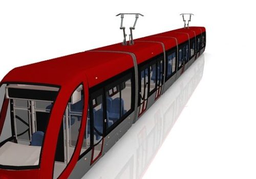 Red Electric Tram Vehicle