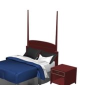 Furniture Retro Bed With Nightstand
