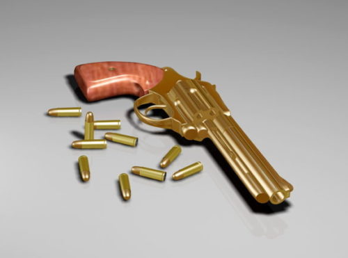 Weapon Revolver With Bullets