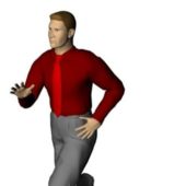 Running Businessman Character In Red Shirt Characters