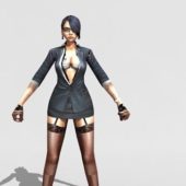 Sexy Character Female Spy Agent Rigged