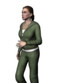 Sports Woman Green Shirt Characters