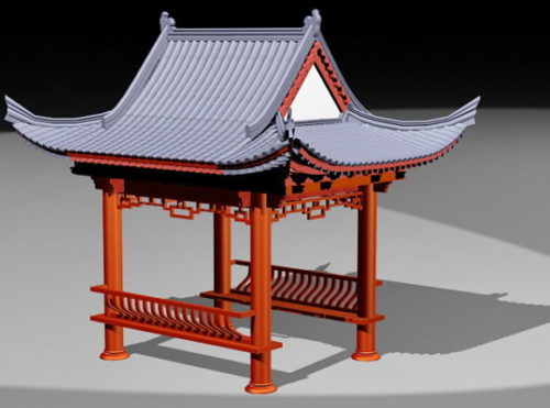 Chinese Wooden Square Pavilion