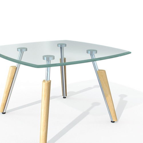 Square Glass Table Wood Leg Furniture