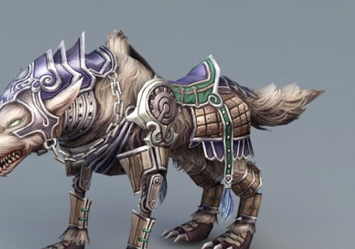 Steampunk Wolf Rigged Game Character