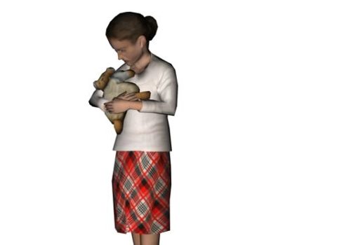 Teenage Character Girl Holding Her Toy Characters