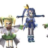 Three Chibi Anime Girls Characters