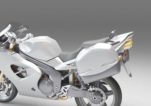 Silver Touring Motorcycle