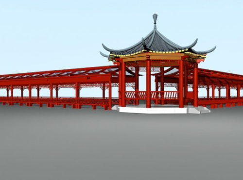 Chinese Pavilion With Corridor System