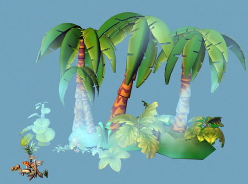 Cartoon Style Tropical Island