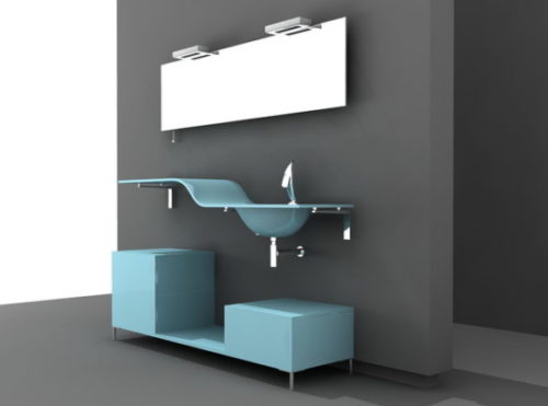 Turquoise Style Bathroom Vanity Free 3d Max Model 3ds Dwg