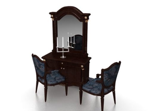 Vanity Dresser Furniture With Chairs