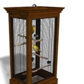 Wooden Bird Cage With Birds Animal Animals