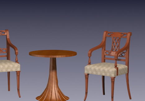 Vintage Wood Tea Table Chairs