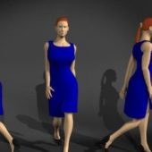 Business Woman In Blue Dress Walking | Characters