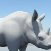 Lowpoly White Rhino Animal