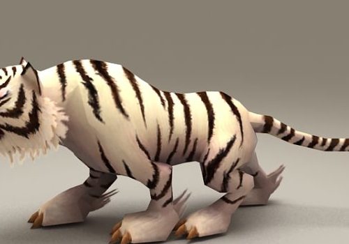 Cartoon White Tiger Rigged With Animated | Animals