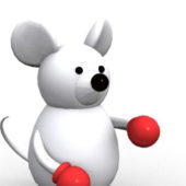 Toy White Mouse Cartoon Style | Animals