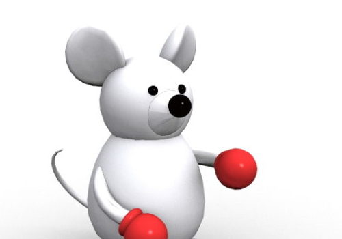 Toy White Mouse Cartoon Style | Animals