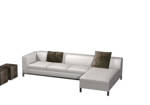 White Sectional Sofa And Ottoman | Furniture
