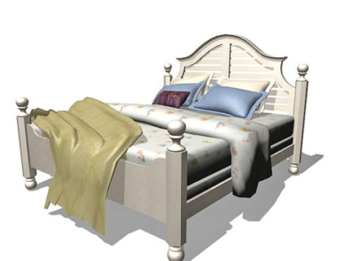 Furniture White Wooden Bed