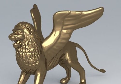 Golden Winged Lion Statue