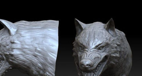 Wolf Head Animal Sculpture