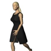 Woman Character In Black Mini Dress Characters