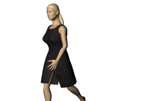 Woman Character In Black Mini Dress Characters