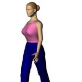 Woman Character In Pink Undershirt Characters