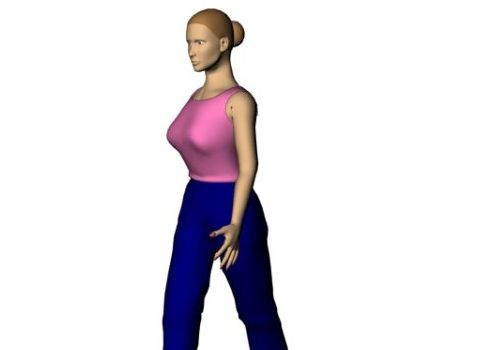 Woman Character In Pink Undershirt Characters