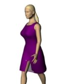 Woman Character In Purple Minidress Characters