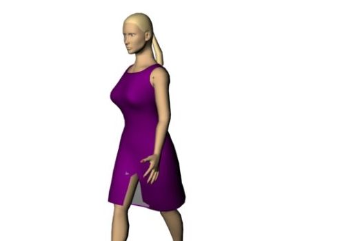 Woman Character In Purple Minidress Characters