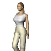 Woman Character In Sleeveless Shirt And Pants Characters