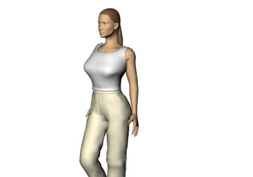 Woman Character In Sleeveless Shirt And Pants Characters