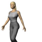 Woman Character In Undershirt Walking Characters