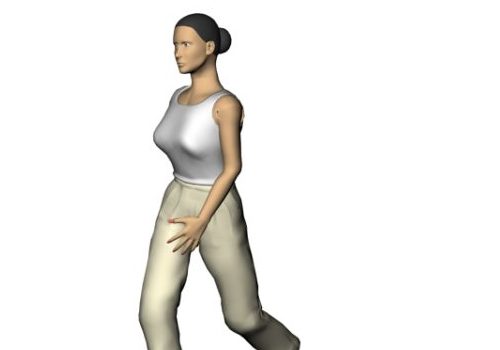 Woman Character In White Undershirt Walking Characters