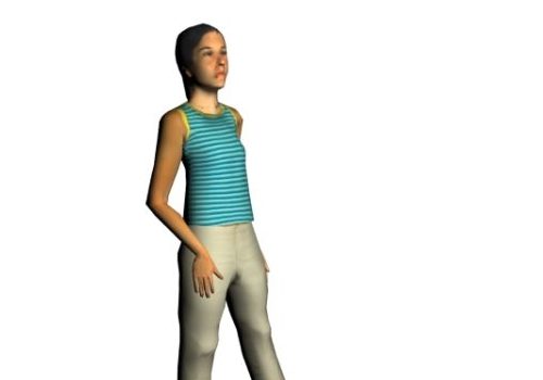 Young Woman Looking Ahead Low Poly Character Characters
