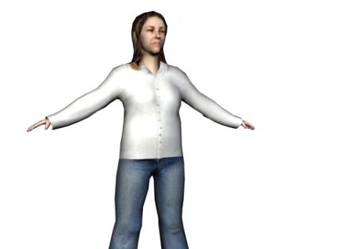 Low Poly Woman Standing Pose In Coat Characters